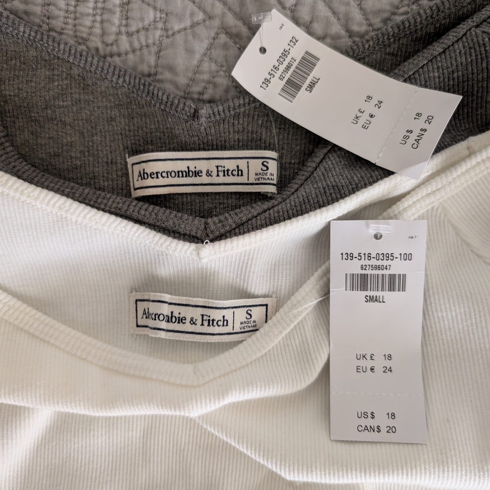 Abercrombie & Fitch Gray and White Tops